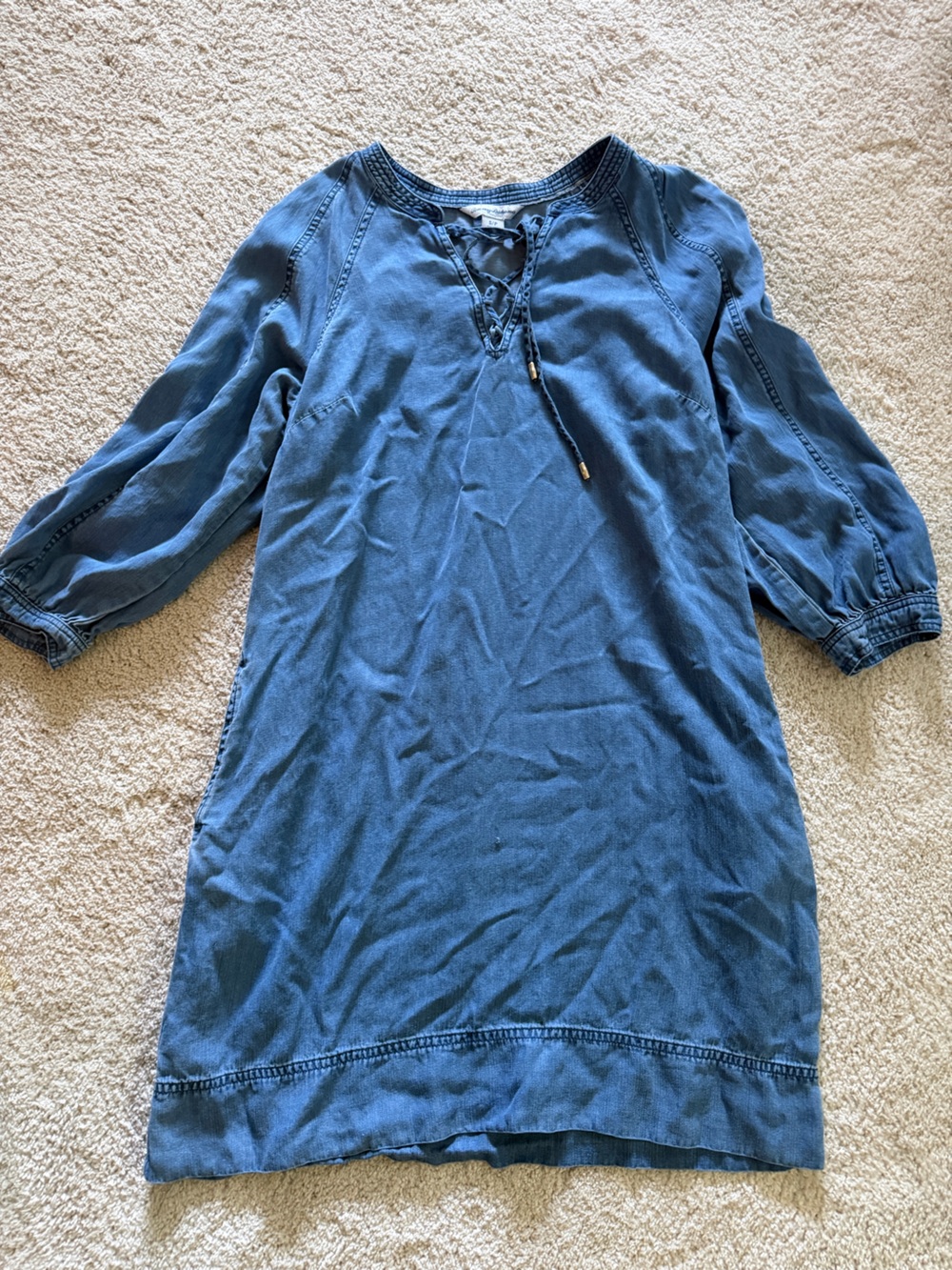 Tommy Bahama Denim Tie Front Dress With Sleeves